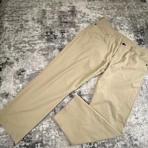 Public Rec Mens 36x28 Pants Solid Khaki Tan Chino Polyester Solid Flat Front